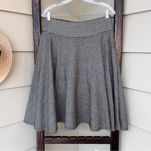 Houndstooth Skirt Vintage Midi Womens Medium Full Flowy Modest Beige Black Brown